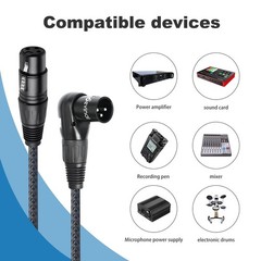 Right Angle XLR Cable, Adjustable-Angle Male to Straight Female Microphone Ca…
