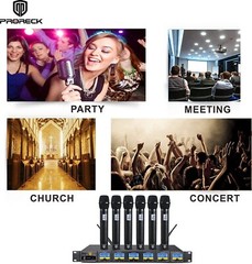 proreck MX66 UHF Wireless Microphone 6-Channel System with 6 Hand-held Mics Set