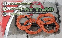 20FT Guitar Cables FAT TOAD 6 Pack Bundle & 4x BLACK MOUNTAIN Tagua Guitar Picks