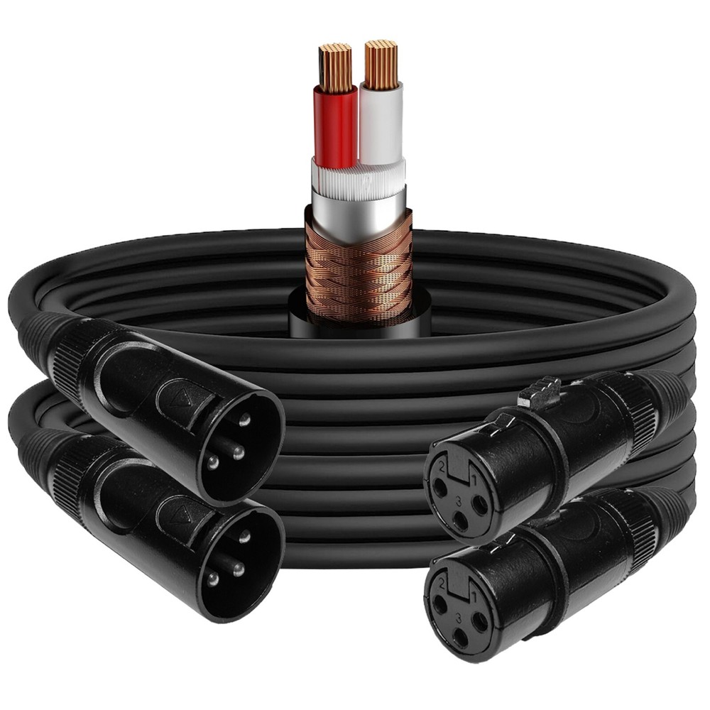 2-Pack EMB Pro 16AWG 8mm 6 Feet 100% OFC XLR Balanced Shielded Mic Audio Cable