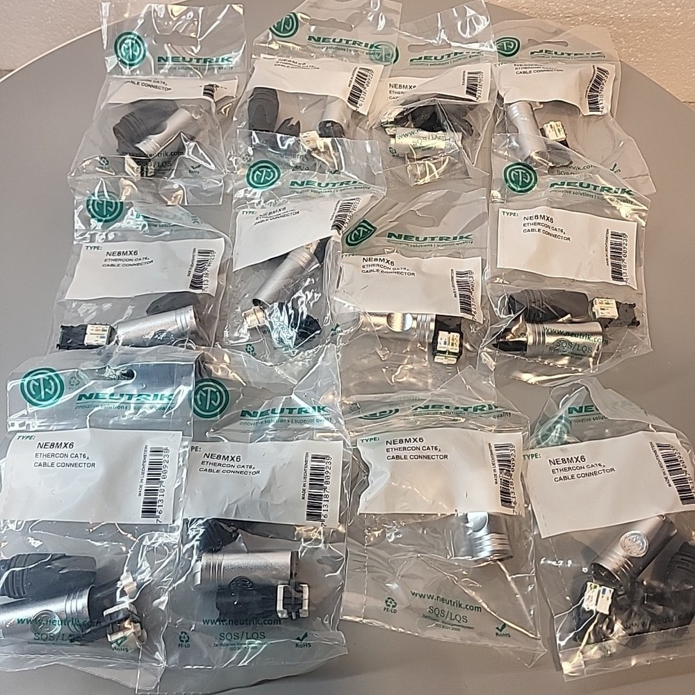 Genuine Neutrik NE8MX Ethercon CAT6 Cable Connector Lot of 12, New SEALED