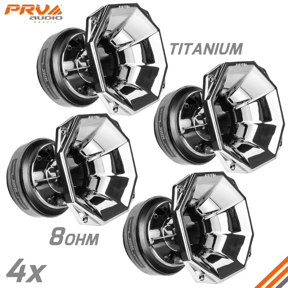 4x PRV D3220Ti Titanium Compression 2″ Driver 8 Ohm 300W + WGP14-50X Chrome Horn