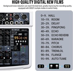 12 Channel Professional Audio Mixer, Bluetooth Studio Mixer with USB, 48V Pow…