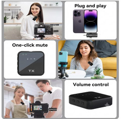 Wireless Lavalier Microphone for iPhone Android Camera Noise Cancelling Mic