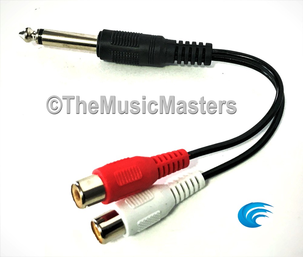 6″ inch 1/4″ Male Mono Plug to Dual RCA Jacks (F) Premium Audio Cable Wire VWLTW