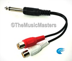 6″ inch 1/4″ Male Mono Plug to Dual RCA Jacks (F) Premium Audio Cable Wire VWLTW