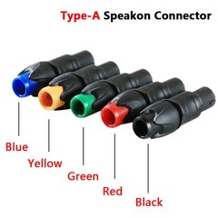 2X Speakon 4 Pole Plug Speaker Audio Cable Connector Red Yellow Blue Green Black