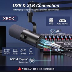 Cardioid XLR/USB Microphone for Streamers – AI Noise Reduction & Volume Control