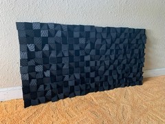 18×18 in. Black Wood Acoustic Sound Diffuser Panel/Wall Art Randomized Pattern