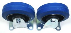 Set Of (2)Two Heavy Duty Fixed Casters with 4″(97.85mm) Dia. Blue Rubber Wheels