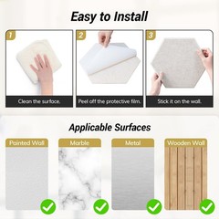 12 Pack High Density Hexagon Acoustic Panels, TONOR 12 pack, Beige