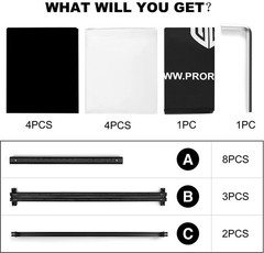 PRORECK 4-Panel DJ Facade Booth Foldable Metal Frame B/W Scrims & Carry Case