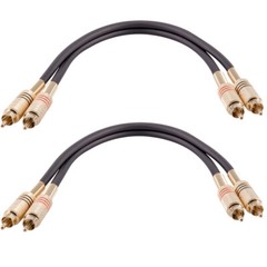 2 Pack of 1 Foot 2-RCA Male to 2-RCA Male Audio Patch Cables – Black and Black