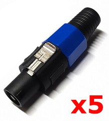 5 Pack Lot – Male 4 Pole Conductor Cable Connector for SPEAKON Audio Loudspeaker
