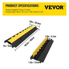 VEVOR 4PCS Dual-Channel Cable Protector Cover 66000LB Capacity Heavy-Duty