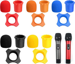Wireless Microphone Windscreen Set, 5 Pieces, Silicone Ring, Anti-Roll Bottom…