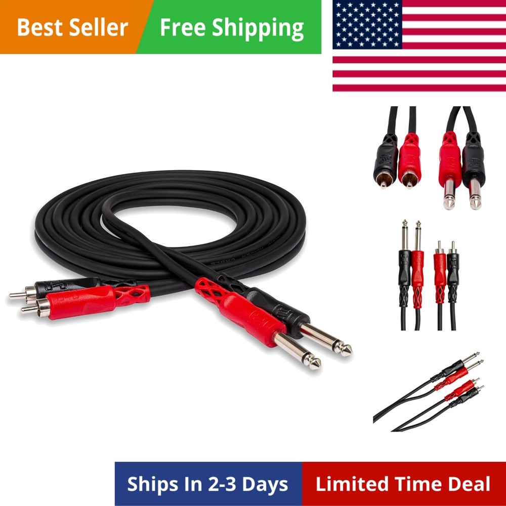 CPR-24 Stereo Interconnect, Dual 1/4 Inch TS to Dual RCA, 13 Feet