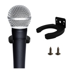 Black Wireless Microphone Clip Holder Wall Mount Clamp Bracket 43mm ID 4 PCS