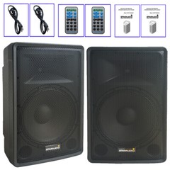 2 STARAUDIO PA Audio Speaker SD Card Powered Karaoke Bluetooth DJ Party Speakers
