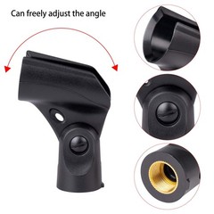 Universal Microphone Clip Holder with Nut Adapters 5/8″ to 3/8″,Black,5 Pack