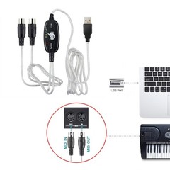 USB IN-OUT MIDI Interface Cable Converter to PC Music Keyboard Adapter Cord5KXcB