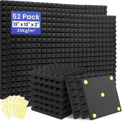 Soundproof Foam Panels 12x12x2 Inches Pyramid Acoustic Diffuser High Density
