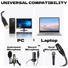 USB Microphone Cable XLR to USB Cable 6.6Ft Female to USB A Mic Converter