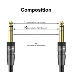 6 Feet Gold Plated TRS Instrument Cable – Tangle-Free Male to Male Connection