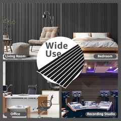 wallpanels 10 Pack Acoustic Panels, 48″ X 12″ X 0.43″ Soundproof Wall Panels,