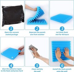 12 Pack 1″ X 12″X 12″Blue Acoustic Foam Panels Sound Proof Foam Panels for Walls