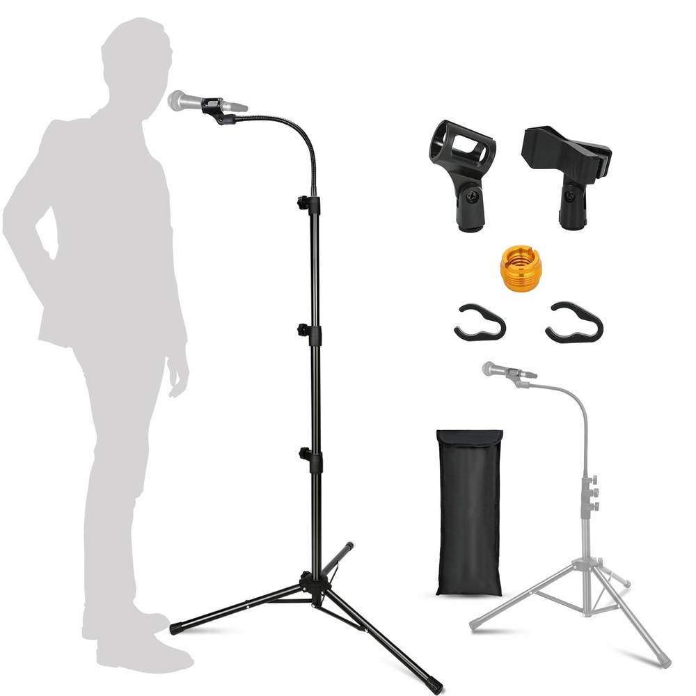Mic Stand, Boom Microphone Stands Tripod Gooseneck Microphone Stand Height Ad…