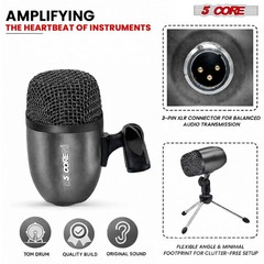 5 Core Conga Mic Snare Tom Microphone Drum Kit Condenser XLR Instrument Mics