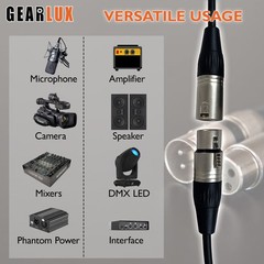 Gearlux 100-Foot XLR Microphone Cable, Fully Balanced, Male to Female, Black