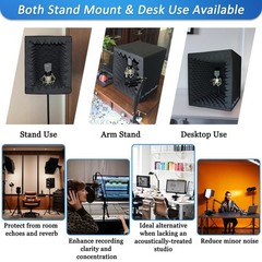 Portable Vocal Booth, Large Foldable Microphone Isolation Shield, Music Recor…