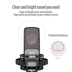 XLR Condenser Microphone with 34mm Large Gold Plated Diaphragm, Singing Conde…
