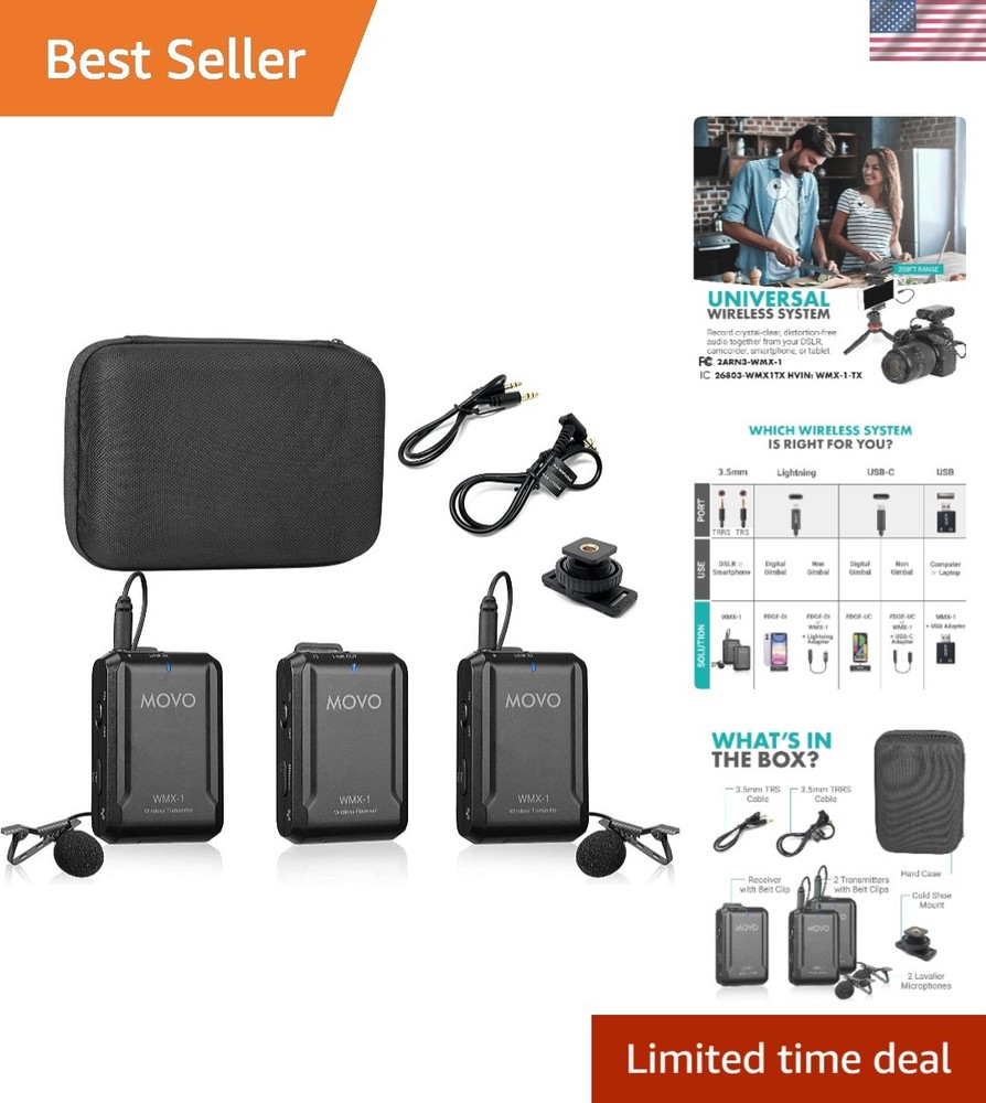 Crystal-Clear Wireless Lavalier Mic System for DSLR & Smartphones – WMX-1-DUO