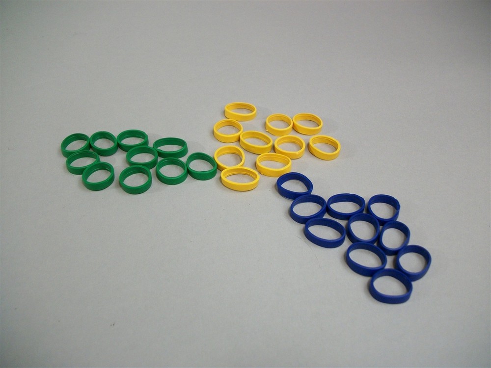 XLR Color Coded Identification Rings Three Colors Yellow Green Blue 30 pcs.- New