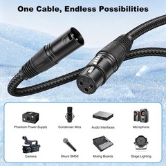 New Bee [2-Pack] XLR Cable 6ft, Nylon Braided XLR Male to Female Microphone Cabl