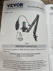 VEVOR AK-9 USB RECORDING MICROPHONE K W/BOOM ARM POP FILTER OPEN BOX