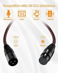 XLR Cables 2ft, 2-Pack Male to Female Microphone Patch Cords for DMX512
