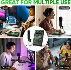 Portable Bluetooth Live Broadcast Sound Card Pro Audio Interface DJ Mixer Conden