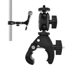 Mic Crab Clamp, Microphone Mount with Double Ball Head Adjustment 1/4″ black