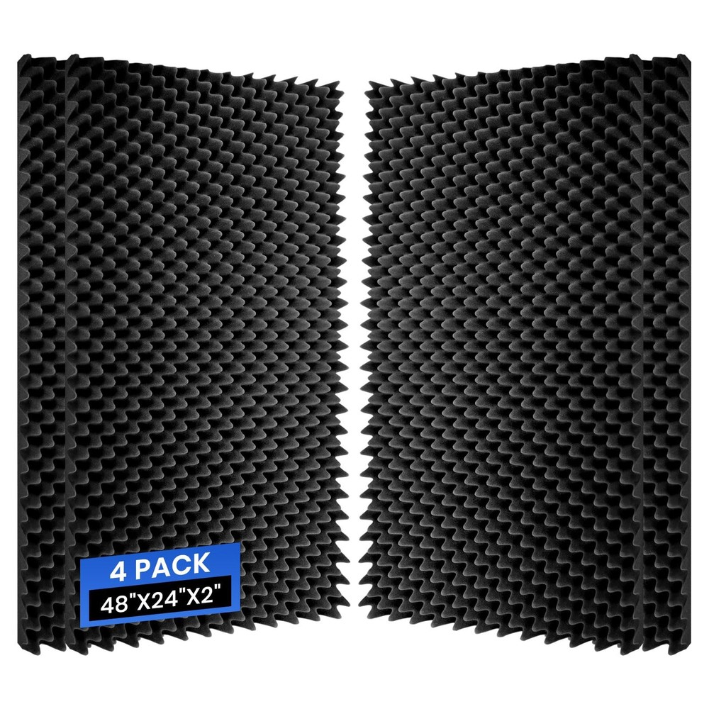 4 Pack Acoustic Foam Panels, 48“X24“X2“ Egg Crate Sound Proof Foam, High D…
