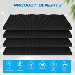2 Pack Acoustic Panels, 48X24X2” Egg Crate Soundproof Foam Wall Panels High Dens