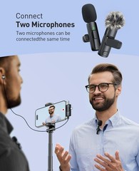 3-in-1 Mini Microphone for iPhone: Wireless Lavalier Microphone with 80ft Ran…
