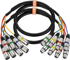 3 Ft XLR Snake Cables 4 Colored, 4-Channel Microphone Patch Cable XLR Male to Fe
