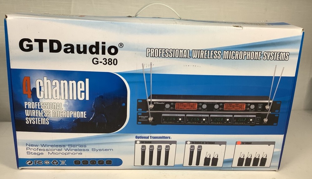 GDT-Audio G-380 Professional Wireless Microphone 4 Channel Bodypack System
