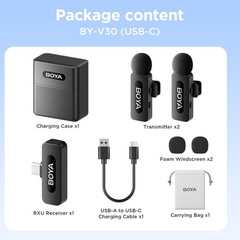 BOYA BY-V30 Wireless Lavalier Microphone,USB Type-C Mini Laple Mics for iPhon…