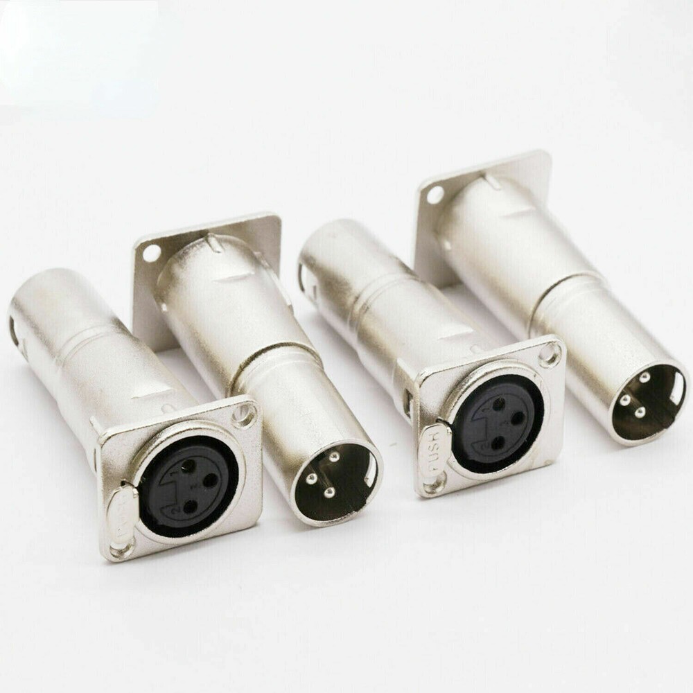 3 Pin XLR Female To Male Audio Pass Through Feed Panel Mount Connector Adapter