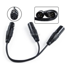 3-Pin XLR Female Jack to Dual 2 Male Plug Y Splitter Mic DJ Cable Adaptor 16 AWG